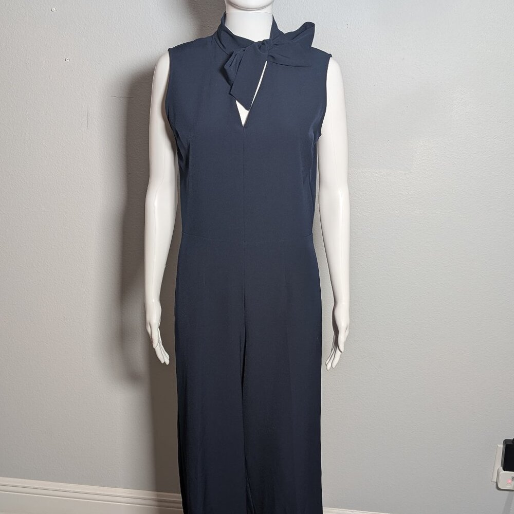 New York & Company Navy Tie-Neck Jumpsuit – Size 2